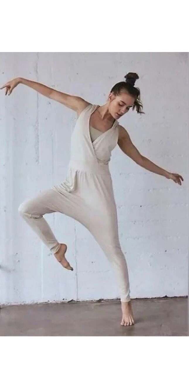 Free People Second Chance Jumpsuit Medium  Cream Beige Active